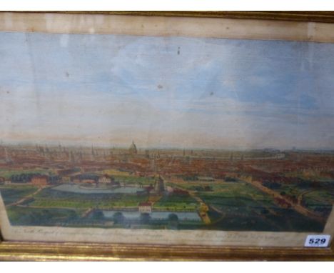 AN 18th.C.HAND COLOURED PRINT OF ISLINGTON BY BOWLES &amp; CARVER, 31 x 44cms TOGETHER WITH OTHER LATER VIEWS OF LONDON,ETC.