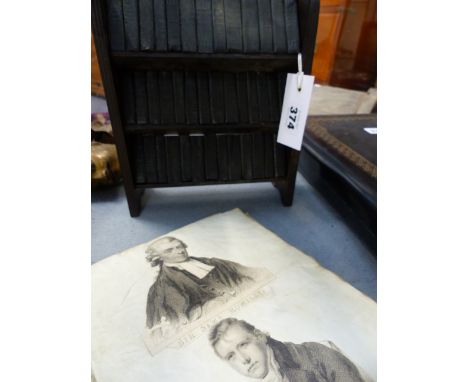 A 19th.C.SCRAP ALBUM CONTAINING NUMEROUS PORTRAIT AND OTHER ENGRAVINGS TOGETHER WITH A SET OF FORTY MINIATURE SHAKESPEARE PLA