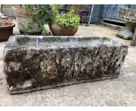 An oblong small garden trough