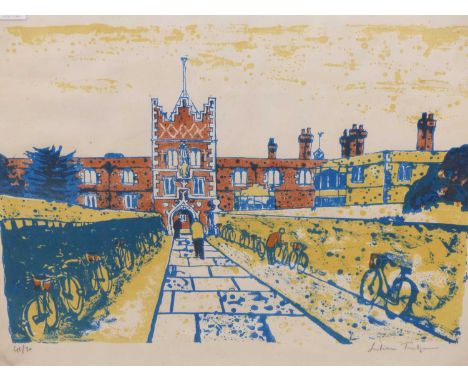 Julian Trevelyan. (1910-1988) ARR. Jesus College Cambridge.  colour lithograph. limited edition number 41/70 pencil signed lo