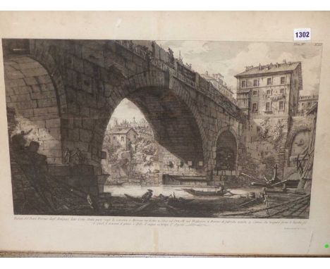 Giovani Battista Piranesi. (1720-1778) Vedutta de Ponte Ferrato. engraving. (sheet size 74 x 51 cm) plate mark- 60 x 40 cm. T