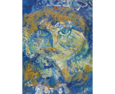 20th century school. unsigned. Abstract study portrait. oil on board. 35 x 47 cm.