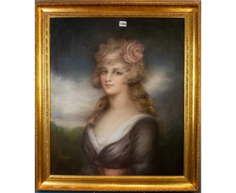 British School (19th Century), bust length portrait of a lady, pastels, 60.5 x 71.5cm.   Generally good condition