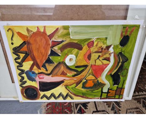 Fergus Hilton (b.1966) ARR, Abstract with nude, unsigned, mixed media, 57.5 x 40.5cm.