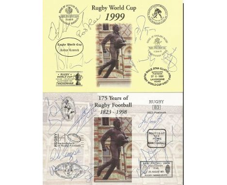 South Africa Rugby 2 Signed First Day Cover Postcard Inc.Percy Montgomery, Robbie Fleck, Joost Van Der Westhuizen, Ollie Le 