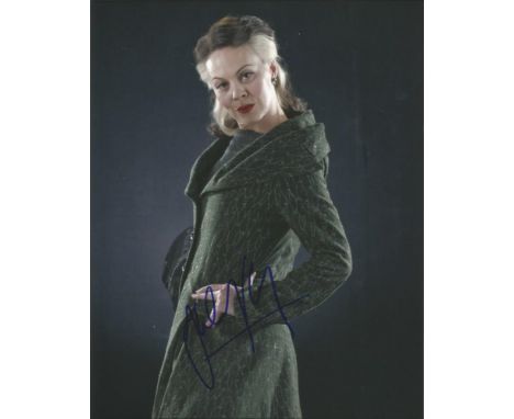 Helen McCrory autographed photo. 8x10 inch colour photograph autographed by Helen McCrory, star of Harry Potter and the Bond 