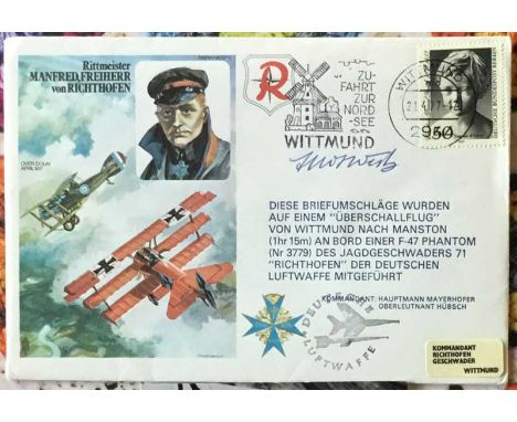 Air Cdre Freddie West VC Signed RAF HA[SP] 1 Rittmeister Manfred Freiherr von Richthofen. The FDC remembers the day that this