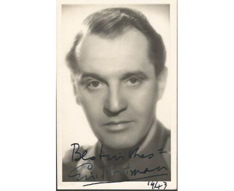 Eric Portman signed photo. 6 x 4 inch sepia portrait photo signed by actor Eric Portman (1901 - 1969). Best known for his rol