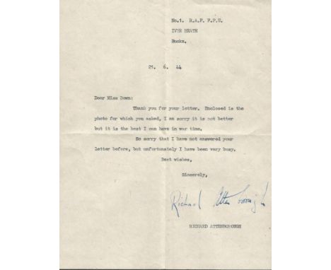 Richard Attenborough rare wartime typed signed letter and photograph. Heres a rarely seen thing: this is a letter dated 21 Ju