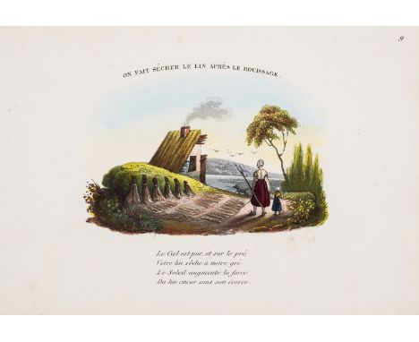 Costume.- Linen manufacture.- Histoire d'Une Petite Robe de Lin, frontispiece and 22 stipple-engraved plates with fine hand-c