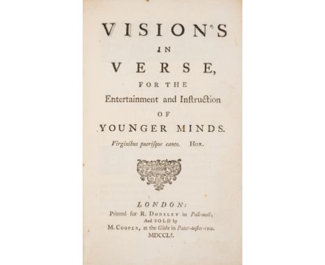 NO RESERVE Juvenile poetry.- [Cotton (Nathaniel)] Visions in Verse, for the Entertainment and Instruction of Younger Minds, f