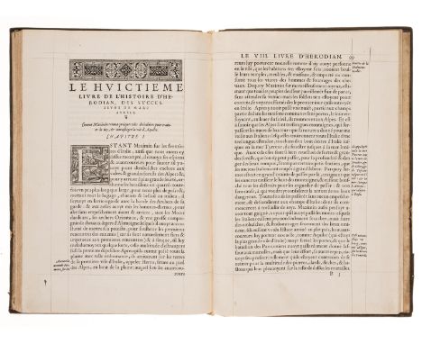Herodianus. L'histoire...traitant de la vie des successeurs de Marc Aurele a l'Empire de Romme, translated by Jacques de Vint