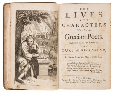 Kennett (Basil) The Lives and Characters of the Ancient Grecian Poets, first edition, engraved frontispiece and two portrait 