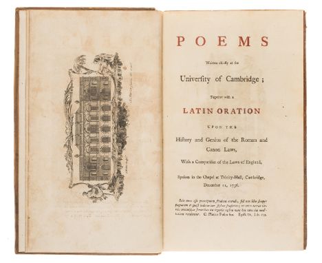 Cambridge.- [Marriott (James)] Poems Written chiefly at the University of Cambridge..., half-title, engraved frontispiece and