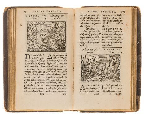 Fables.- Aesop. Fabulae elegantissimis eiconibus veras animalium species ad vivum adumbrantes, first de Tournes edition in Gr