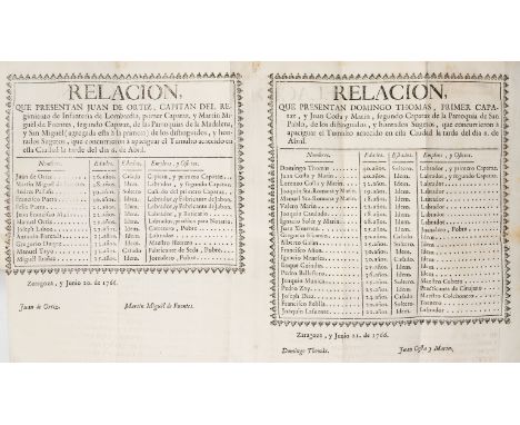 Bread riot.- Sebastian y Latre (Thomas) Relación individual y veridica del sucesso acontecido en la ciudad de Zaragoza el di
