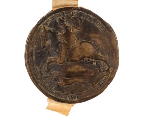 Derbyshire.- Charles I (King) License of alienation of a messuage in Coton from Collingwood Sanders gent. to Jane Horton wido