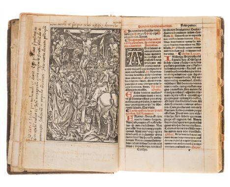 Missal.- Binding.- Missale carthusiense, double column, printed in red and black, Gothic type, woodcut full-page arms to A2r,
