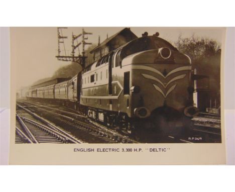 POSTCARDS - RAILWAY  Approximately 199 postcards and card-sized (plain back) photographs, mainly locomotive portraits, (ring 