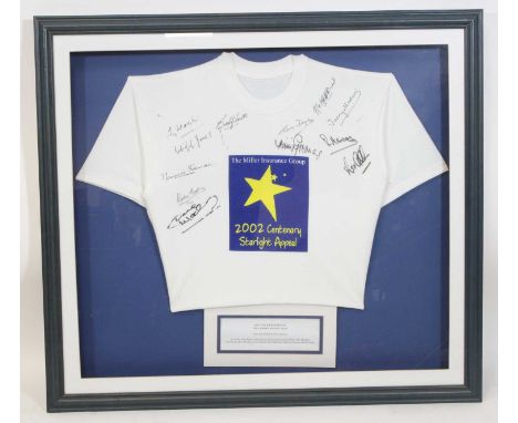 A white cotton t-shirt for the 2002 Centenary Starlight Appeal, signed by the surviving members of the Tottenham Hotspur 1961