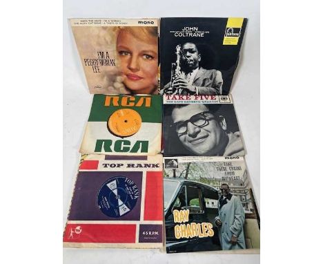 Rolling Stones (High Tide and Green Grass) poster together with EMPTY vinyl cases Born in the USA Bruce Springsteen, Rory Gal
