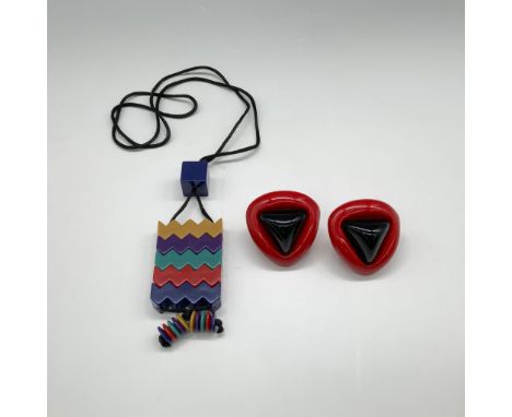 This vibrant set includes a Missoni zigzag perfume holder necklace, measuring 19"L end-to-end, and a pair of bold clip-on ear