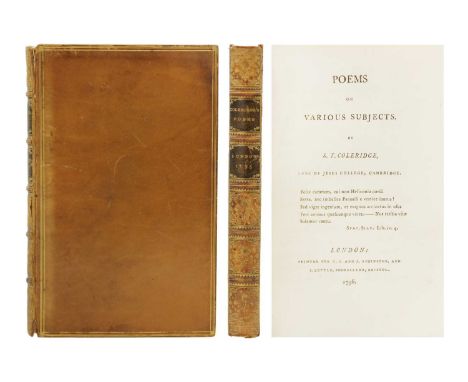 COLERIDGE, Samuel Taylor. 'Poems on Various Subjects,'  First edition, full polished calf, compartmentalised spine with gilt 