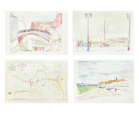 LUCAS, Caroline 'Brighton and Lewes,' Six lithographs, in original folder with some tears and damp staining, contents are ver
