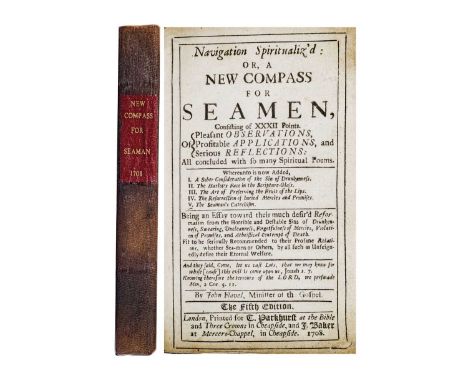 FLAVEL, John 'New Compass for Seamen,' Fifth edition, rebound, frontis and fold out compass, A-B5, pp.118 runs true, T. Parkh