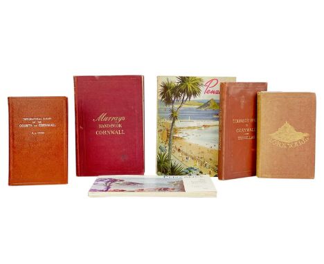 (Cornwall) Six guides 'Wood's Hand-Book to Cornwall, with Map and Illustrations,' original embossed red cloth with gilt toole