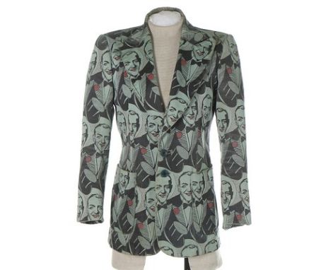 A Cockell & Johnson 'Fred Astaire' satinised cotton jacket, early 1970s, labelled, the light green ground printed with repeat