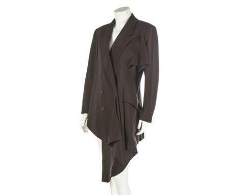A John Galliano brown wool jacket, 'Hairclips' collection, A/W 1988-89, with Galliano 1 London label, and UK size 10, double 