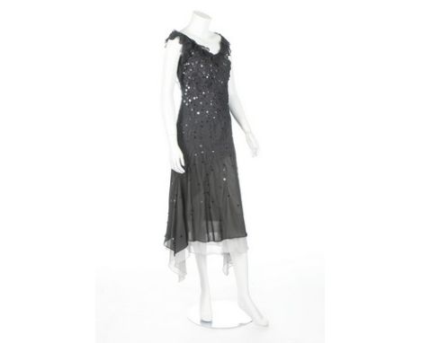 Two John Galliano for Dior black bias-cut dresses, circa 2000, Boutique labelled, one embellished with a starburst of sequins