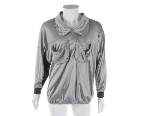 A Vivienne Westwood 'Hypnos' collection silver lycra top, Spring-Summer, 1984, World's End label, with pouched breast pockets