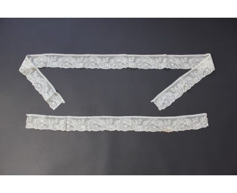 A large group of Mechlin bobbin lace, 1770-1820, including two borders worked with foxgloves and carnations, 6 by approx 240c