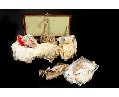 A general group of underwear and lace, second half 19th century, including an 1870s camisole and Valenciennes trimmed pettico