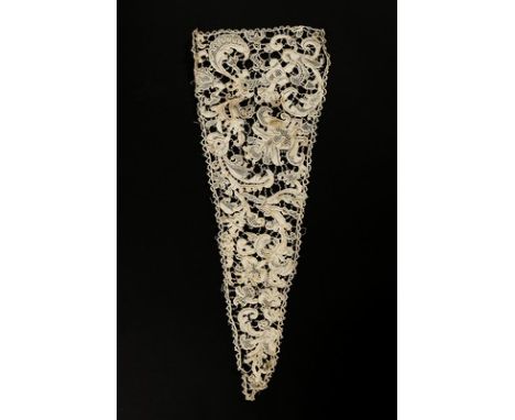 A collection of Italian needle lace, 17th century, including triangular shaped stomacher panel of Gros Point de Venise, a lar