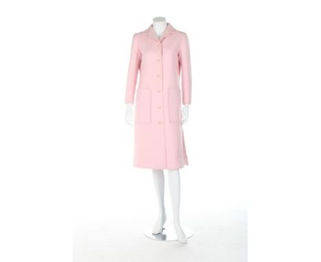 A Courrèges couture pink cotton coat, 1970s, Courreges Prototypes label, with two large patch pockets, chest 97cm, 38in  COND