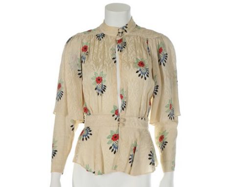 An Ossie Clark for Radley satin crepe printed blouse, mid 1970s, labelled, together with a Biba satin printed dress; a Valeri