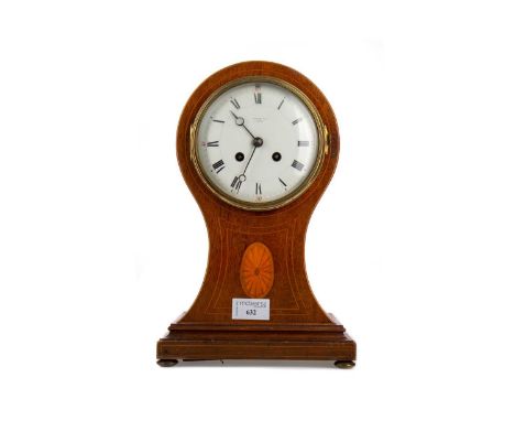 EDWARDIAN MANTEL CLOCK,the circular white enamel dial with eight day movement, inscribed Todd &amp; Son of Glasgow, contained