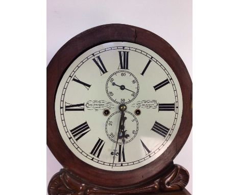 SCOTTISH VICTORIAN MAHOGANY CASED DRUMHEAD EIGHT DAY LONGCASE CLOCK BY GEORGE STROMIER OF GLASGOW,with carved surmount above 