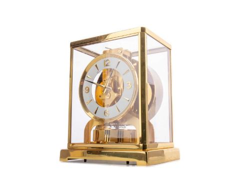 JAEGER-LeCOULTRE ATMOS VIII CLOCK,serial no. 491666, the white enamel dial with gilt dagger-form hour markers and Arabic nume