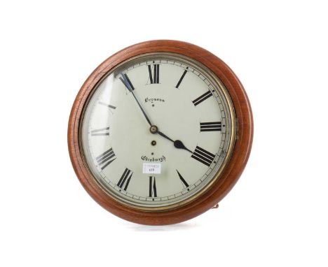 LATE 19TH/EARLY 20TH CENTURY WALL CLOCK,by Brysons of Edinburgh, with fusee driven one train 30-hour movement, the white enam