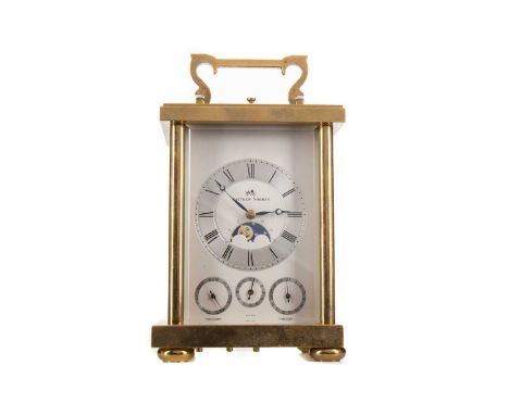 GOOD REPEATING CARRIAGE CLOCK BY MATTHEW NORMAN,The dial with silvered chapter ring set with Roman numerals, rolling moon pha