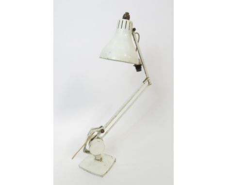 A vintage weighted white painted industrial light
