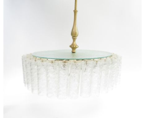 A large abstract hanging chandelier with glass tube shades possibly by Doria