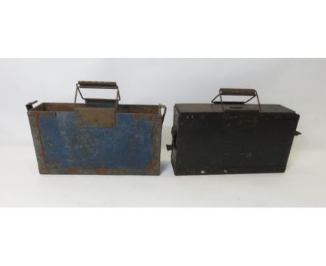 Two wooden vintage ammunition boxes