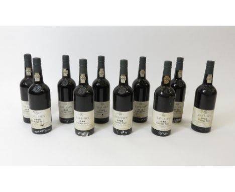 Ten bottles of Taylors 1985 Vintage Port, bottled in Oporto in 1987, 75cl each