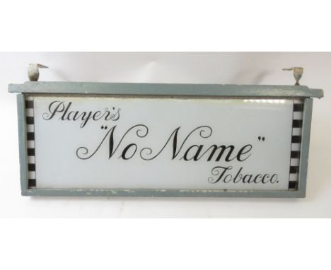 A vintage advertising hanging light box sign “Player's no name tobacco”, 75cm long