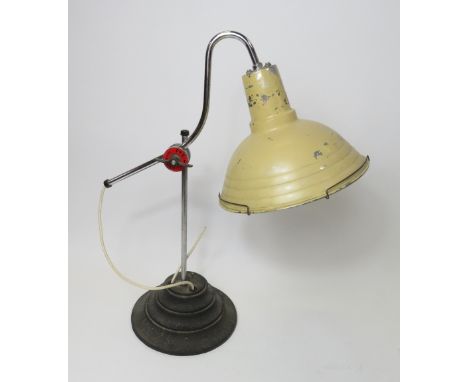 A vintage industrial Perihel desk lamp, on stepped black base